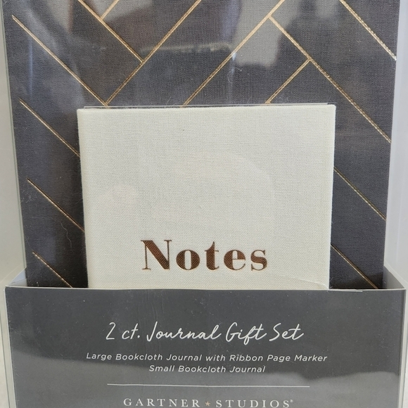 Gartner Studios Cream Gray Gold Bookcloth Journal 2 Piece Gift Set NWT - Picture 2 of 10